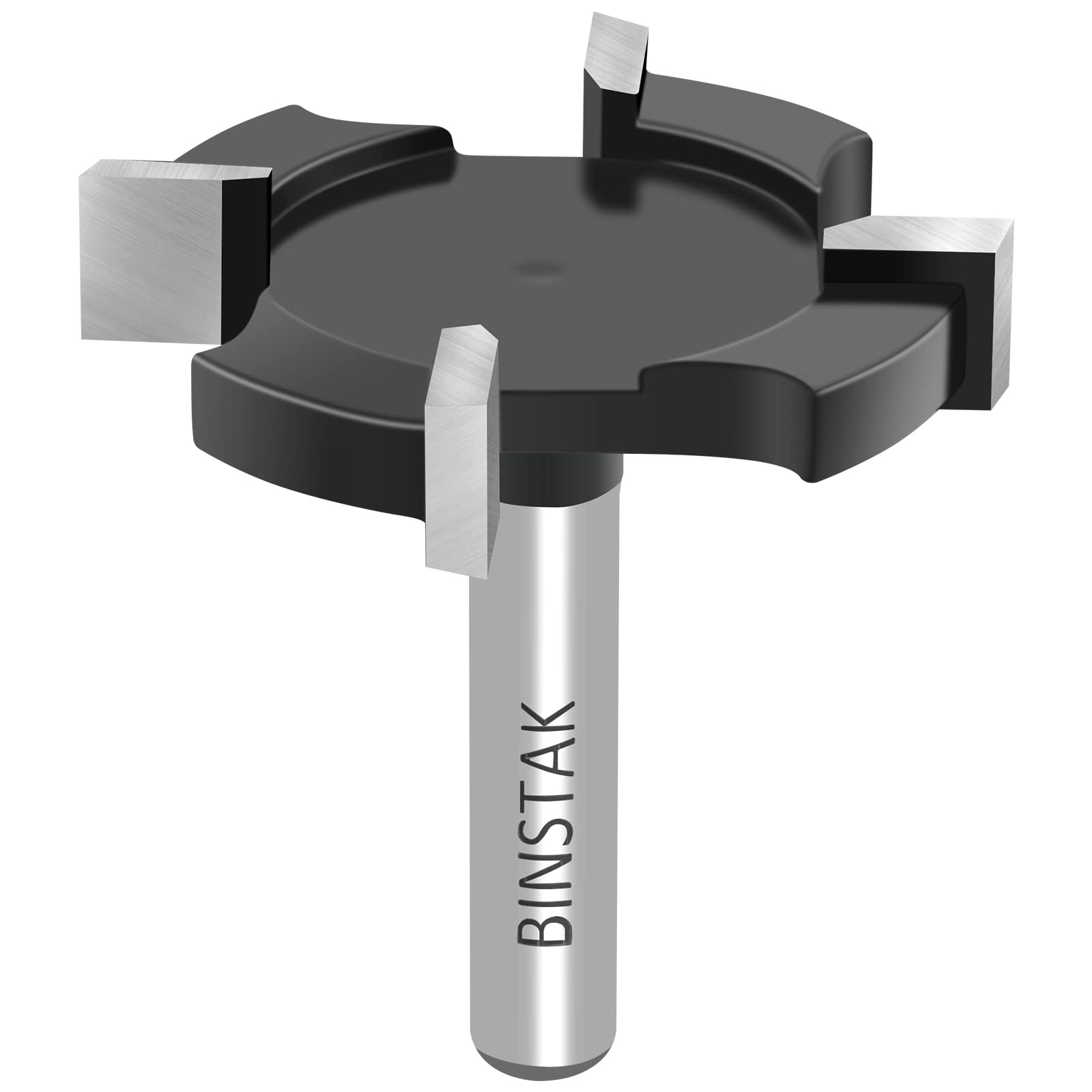 BINSTAK CNC Spoilboard Surfacing Router Bit 1/4 Inch Shank, Extra Large 1-1/2 Inch Cutting Diameter, Slab Flattening Router Bit Planing Bit Wood Planing Bit Dado Planer Bit(Carbide-4 Wings)