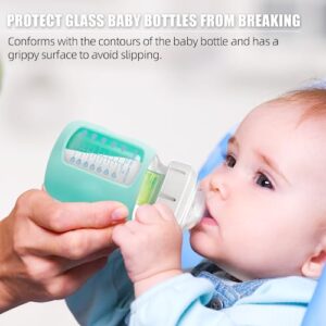 LuQiBabe (2-Pack) Baby Bottle Sleeves for Dr. Brown Baby Bottles 5 oz - Reusable Silicone Baby Bottle Sleeves with Wide Neck - Dishwasher-Safe Bottle Covers for Baby - with Cutout for Easy-to-See
