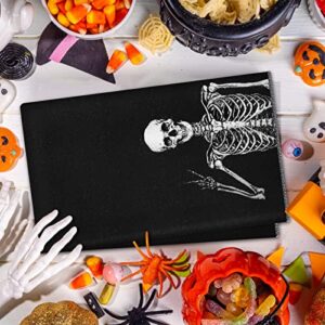 4 Pieces Halloween Kitchen Towels Gift Rock and Roll Skeleton Hippie Skull Dish Towels Ultra Absorbent Drying Cloth Tea Towels Bathroom Gift Halloween Seasonal Soft Coffee Tea Bar Hand Towels