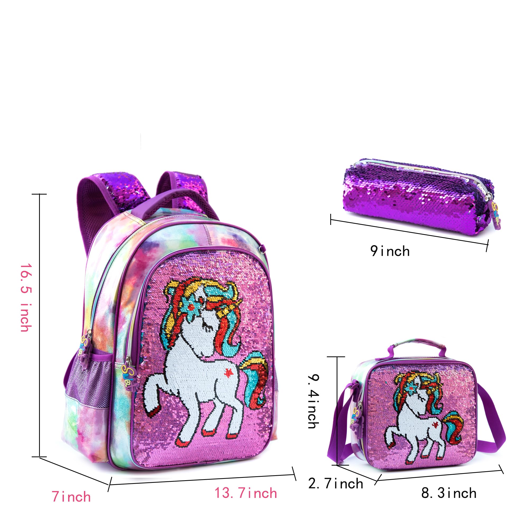 MOHCO Kids Backpack 17 inch Lunch Bag and Pencil Case School Bookbag for Teens, Girls, Boys, Elementary and Middle school