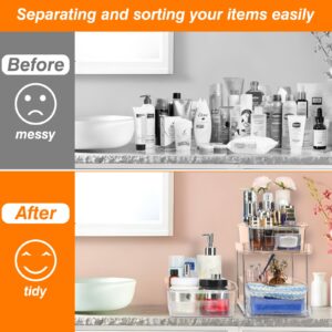 JUPELI Clear Bathroom Organizer, 2 Tier Pull Out Kitchen Closet Undersink Organization and Storage Bins, Convenient and Durable Cabinet Organizer for Snack Spice Jar Medicine and Cosmetics, 2pack