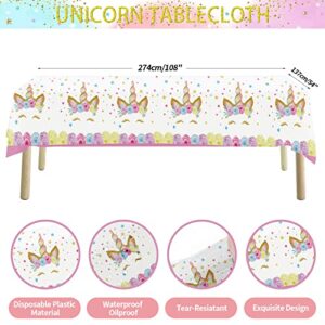 Unicorn Birthday Party Decorations Girls, 142PCS Unicorn Birthday Party Supplies Including Unicorn Backdrop, Unicorn Balloon Arch/ Garland Kit, Unicorn Tabblecloth