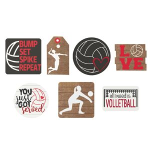 Volleyball Tiered Tray Decoration Set, Wooden Women's Volleyball Sports Decoration, Summer Autumn Farmhouse Ornament, Volleyball Sports Layered Tray Decor