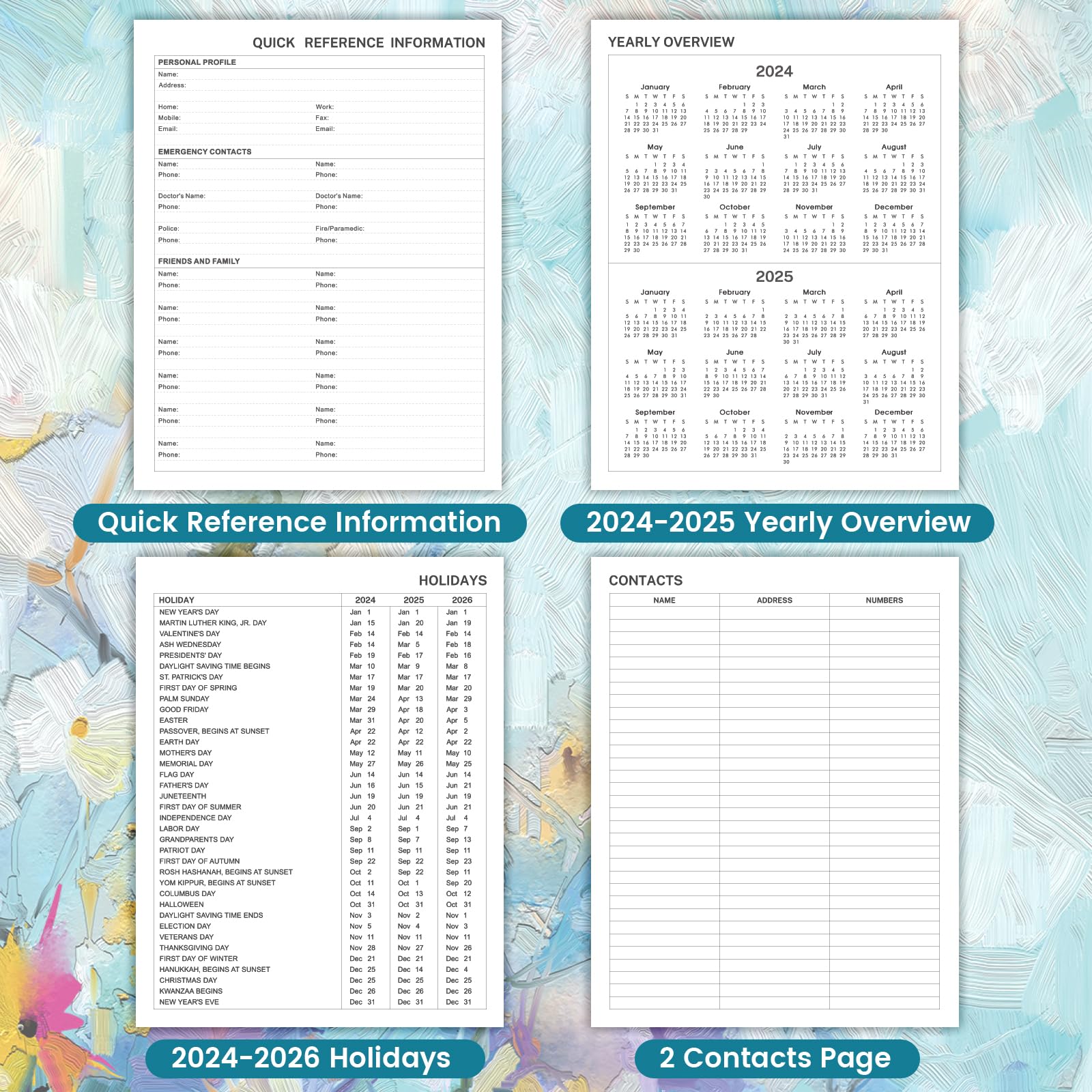 2024 Planner - 2024 Weekly and Monthly Planner, Jan. 2024 - Dec. 2024, 8”× 10”, 2024 Calendar Planner with Inner Pocket, Elastic Closure, Pen Holder, Book Marks - Bluish violet