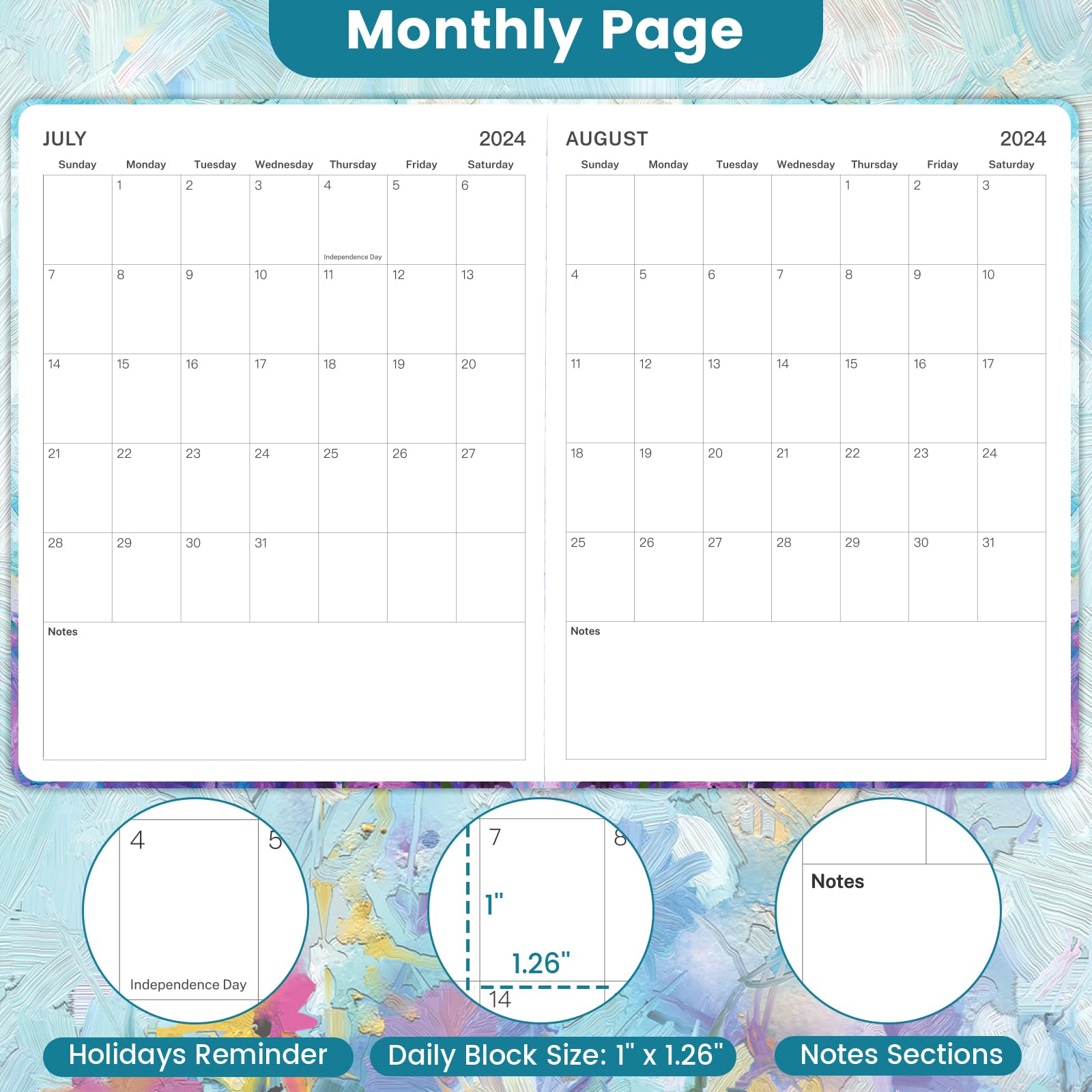 2024 Planner - 2024 Weekly and Monthly Planner, Jan. 2024 - Dec. 2024, 8”× 10”, 2024 Calendar Planner with Inner Pocket, Elastic Closure, Pen Holder, Book Marks - Bluish violet