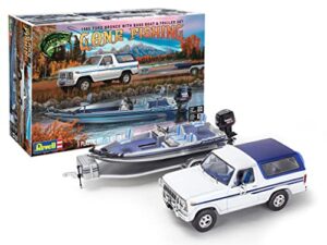 revell 17242 '80 ford bronco w/bass boat & trailer 1:24 scale 157-piece skill level 5 model truck building kit