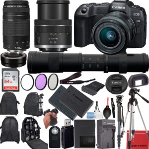 canon eos r8 mirrorless camera with 24-50mm, ef 75-300mm & 420-800mm lenses + mount adapter + 20 essential accessories for content creators