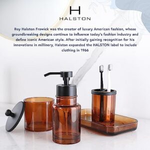 Halston Heritage Amber Glass Vanity Tray, Bathroom Organizer, Table Top Storage, Home Decor Bathroom Accessories, Modern Farmhouse Decor, Heavy Weight Thick Glass (G7704)