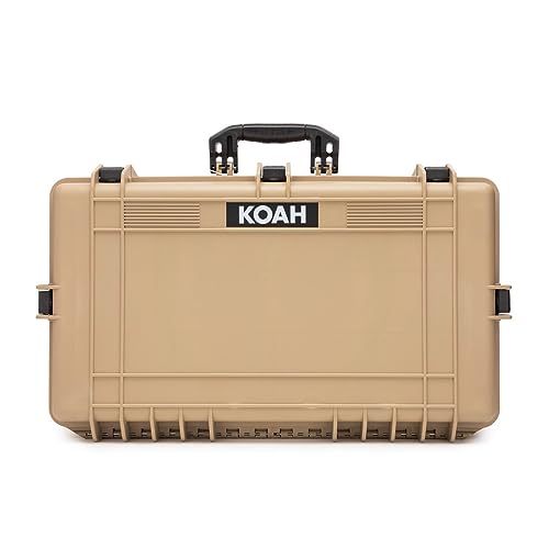 Koah Weatherproof Hard Case with Customizable Foam (28.3" x 16.9" x 7.0" Inch Outer, 25.4" x 13.7" x 6.4" Inner) - Tan