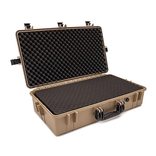 Koah Weatherproof Hard Case with Customizable Foam (28.3" x 16.9" x 7.0" Inch Outer, 25.4" x 13.7" x 6.4" Inner) - Tan