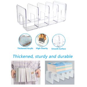 Acrux7 4 Pack Clear Acrylic File Organizer 4 Sections Acrylic File Sorter 12.8 x 5.6 x 5.1 Inch Vertical Acrylic Dividers Plastic Desk Book Organizer for Office Home Shelves Desk Book Mail File