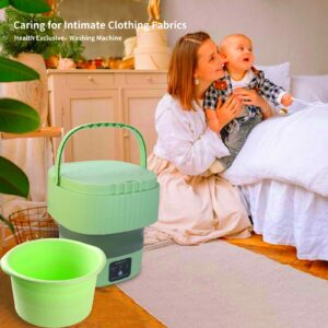 Portable Washing Machine,Mini Foldable Washer and Spin Dryer, Small Washer for Baby Clothes, Underwear or Small Items, Apartment, Dorm, Camping, RV Travel laundry,Lightweight and Easy to Carry, Green