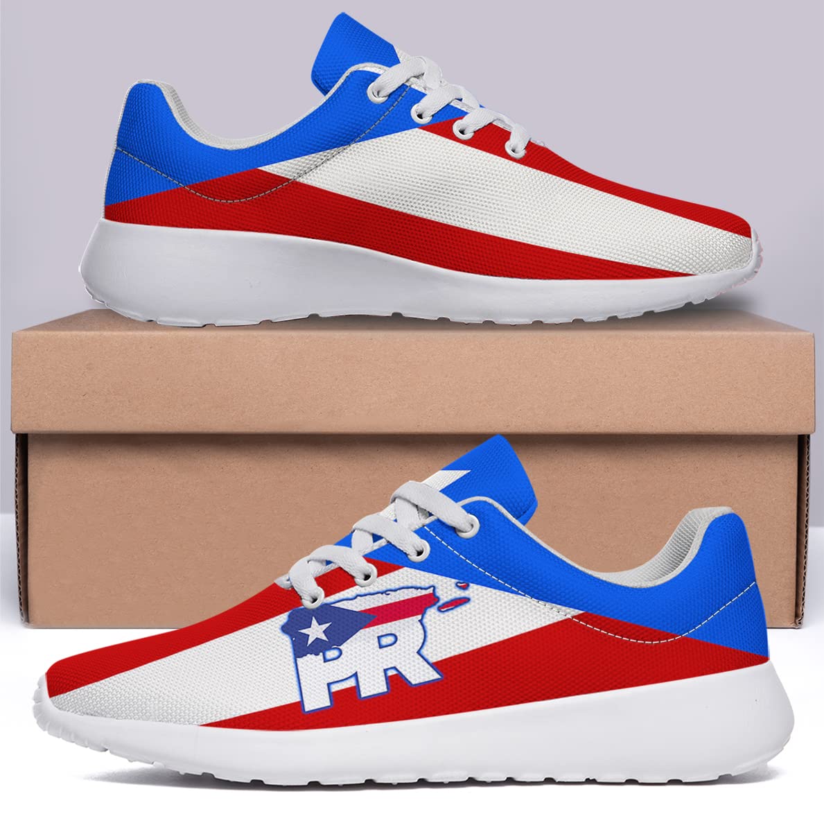 Puerto Rico Shoes Mens Womens Running Tennis Shoes Athletic Casual Puerto Rico Flag Sneakers Gifts for Friends White Size 10