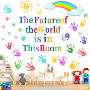 colorful inspirational quotes wall decals vinyl paint splatter handprint wall stickers motivational sticker positive saying wall decals for classroom school kids bedroom playroom nursery wall decor