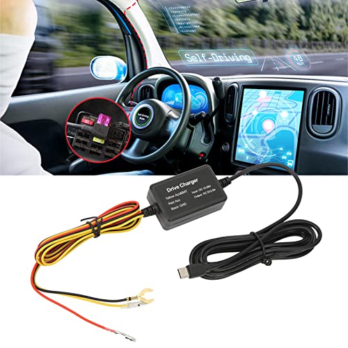 Dash Cam Hardwire Kit, Mini USB Hard Wire Kit for Dashcam, 12V‑28V to 5V USB Adapter Overheating Protection for Mirror Cam GPS Navigator Radar Detector (TYPE C)