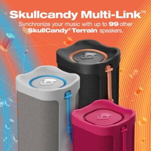 Skullcandy Terrain Wireless Bluetooth Speaker - IPX7 Waterproof Portable Speaker with Dual Custom Passive Radiators, 14 Hour Battery, Nylon Wrist Wrap, & True Wireless Stereo