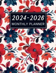 2024-2026 monthly planner: 3 years schedule organizer, personal time management notebook with flower cover