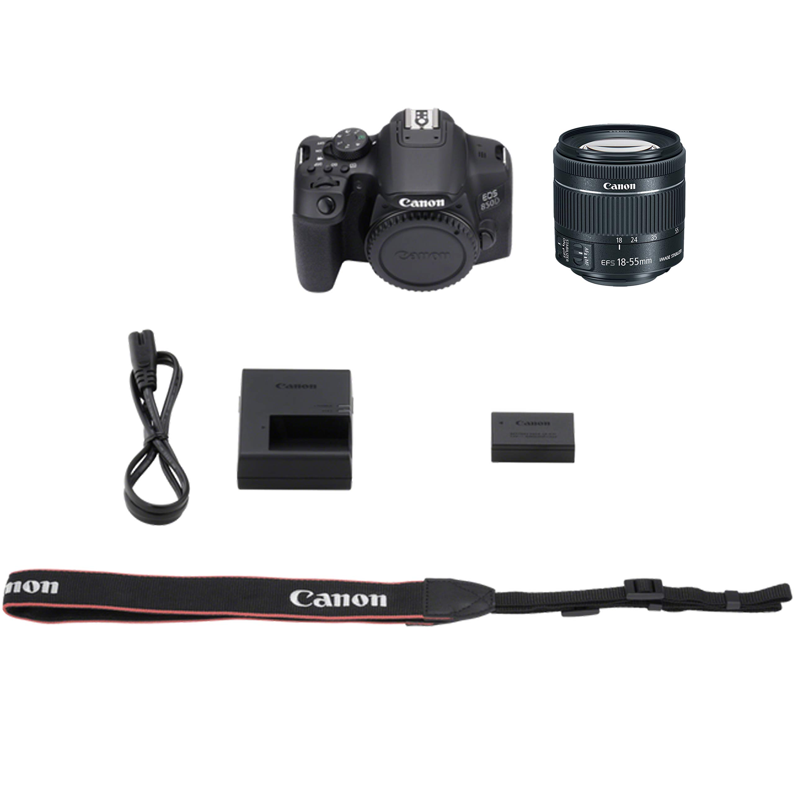 Canon EOS 850D (Rebel T8i) DSLR Camera w/EF-S 18-55mm F/4-5.6 STM Zoom Lens + 75-300mm F/4-5.6 III Lens+ 64GB Memory Cards, Professional Photo Bundle (42pc Bundle)