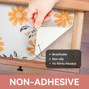 RAY STAR Shelf Liner, 12 Inch x 10 Feet Non Adhesive Daisy Floral Printed Cabinet Liner for Pantry Drawer Vanity, Strong Grip Non Slip Waterproof, Shelf Liners for Kitchen Cabinets Organization