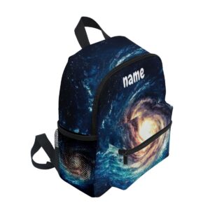 Glaphy Custom Kid's Name Backpack Spiral Galaxy Toddler Backpack Personalized Name Preschool Bookbag for Boys Girls