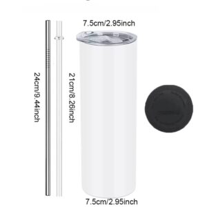 20 Oz DOUBLE STRAW Peso Pluma Stainless Steel Straight Skinny Tumbler for Sublimation Birthday Diy Gift For Women,Men, Friends