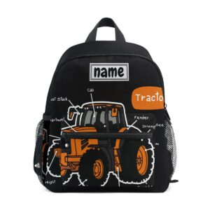 glaphy custom kid's name backpack tractor toddler backpack for daycare travel personalized name preschool bookbag for boys girls