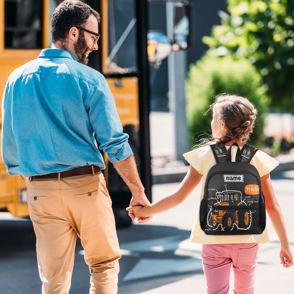 Glaphy Custom Kid's Name Backpack Tractor Toddler Backpack for Daycare Travel Personalized Name Preschool Bookbag for Boys Girls