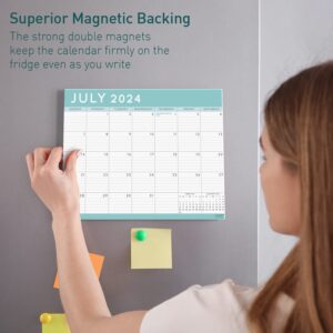 S&O Teal 2024 Magnetic Fridge Calendar Runs from Now to December 2024 - Tear-Off Refrigerator Calendar to Track Events & Appointments - Magnetic Calendar for Fridge for Easy Planning - 8"x10" in.