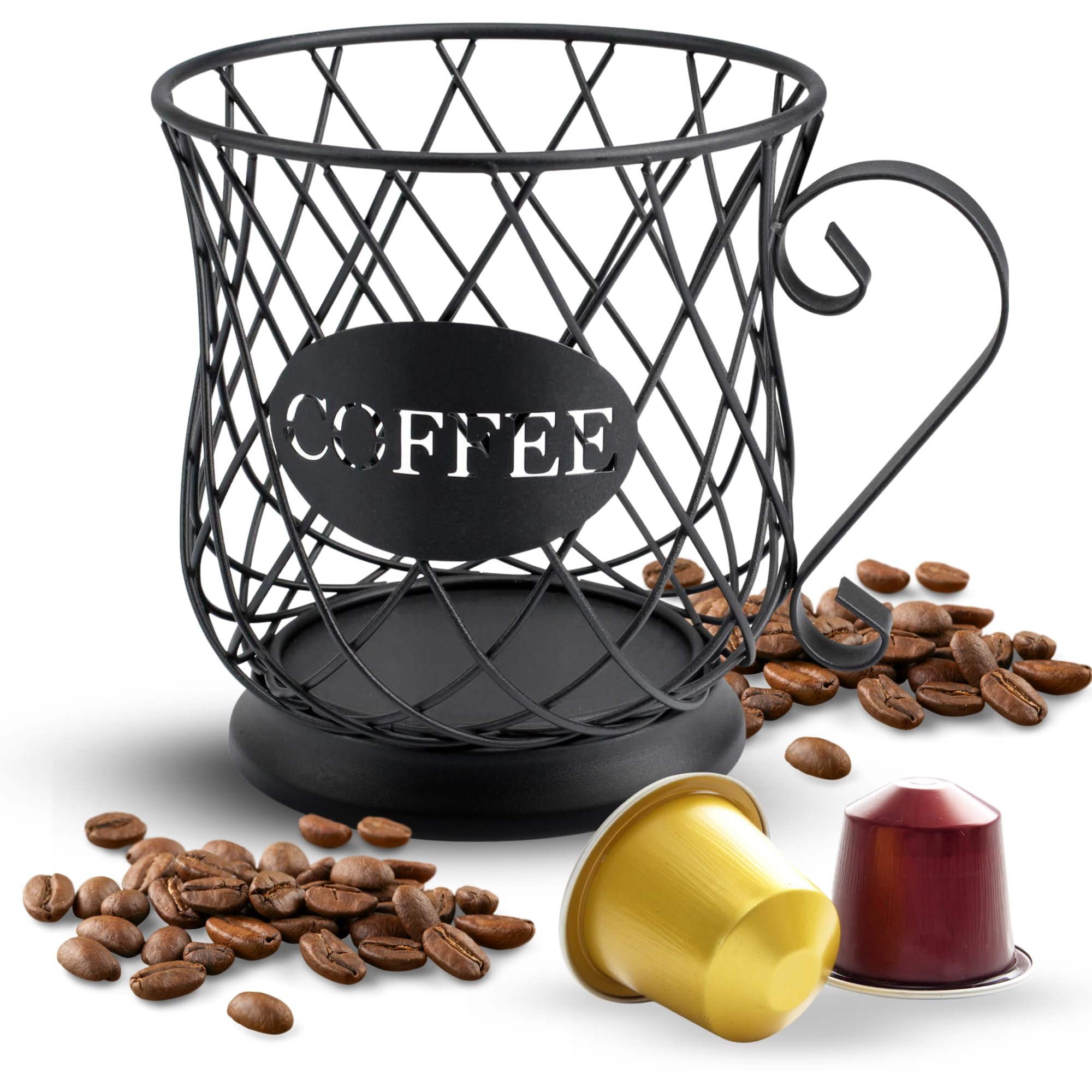 CHARLOTTE1909 - Coffee K Pod Holder Black Metal Organizer Coffee Cup Holders Sturdy Coffee Cup Basket K Cup Holder Coffee Bar Accessories Coffee Station