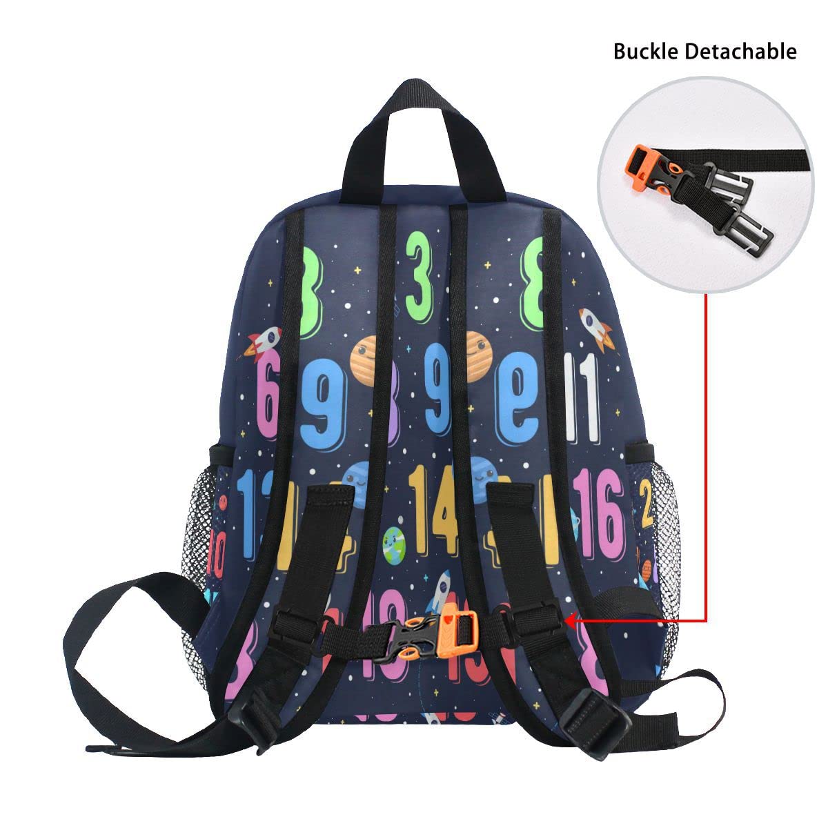 Glaphy Custom Kid's Name Backpack, Colorful Numbers Cartoon Outer Space Toddler Backpack Personalized Name Preschool Bookbag for Boys Girls