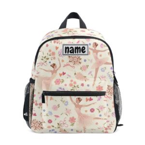 glaphy custom kid's name backpack dancing ballerinas floral toddler backpack personalized name preschool bookbag for boys girls