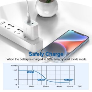 USB C Wall Charger, 【2023 Upgrade】 2Pack Type C Fast Charger, Dual Ports 25W PD Fast USB C iPhone Wall Charger Adapter Compatible iPhone 14/13/12/12 Pro/12 Pro Max/12 Mini/11, and More