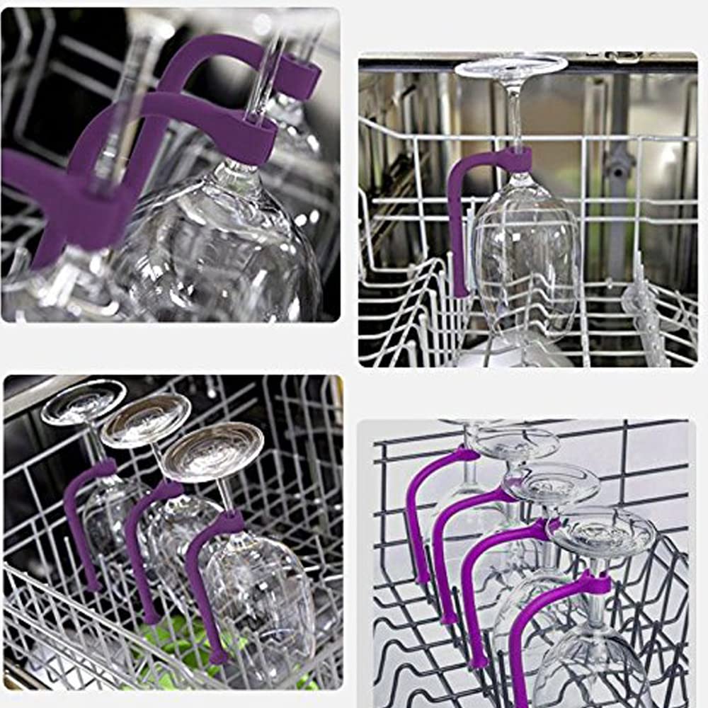 UoYu 21cm Dishwasher Wine glass rack New extensions Wash Dishwasher Attachment Kitchen Gadget Clip (Purple/8pcs)