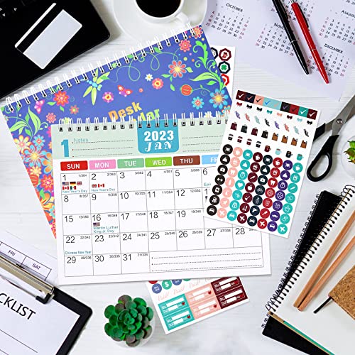 Desk Calendar 2023, Standing 2023 Desktop Flip Planner with Stickers Monthly Academic Year Calendar Runs From Jun. 2023 to Dec.2024, 24 x 20.5cm with Thick Paper, Monthly Planner, To-Do List(Style 2)