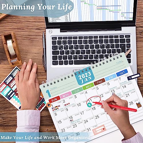 Desk Calendar 2023, Standing 2023 Desktop Flip Planner with Stickers Monthly Academic Year Calendar Runs From Jun. 2023 to Dec.2024, 24 x 20.5cm with Thick Paper, Monthly Planner, To-Do List(Style 2)