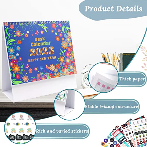 Desk Calendar 2023, Standing 2023 Desktop Flip Planner with Stickers Monthly Academic Year Calendar Runs From Jun. 2023 to Dec.2024, 24 x 20.5cm with Thick Paper, Monthly Planner, To-Do List(Style 2)