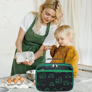 Bluboon Insulated Lunch Box for Kids Boys Girls School Lunch Bags Reusable Cooler Thermal Meal Tote for Picnic (Cartoon Car)