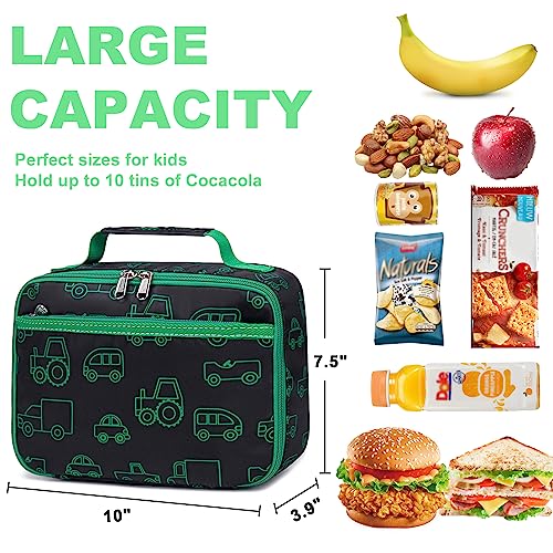 Bluboon Insulated Lunch Box for Kids Boys Girls School Lunch Bags Reusable Cooler Thermal Meal Tote for Picnic (Cartoon Car)