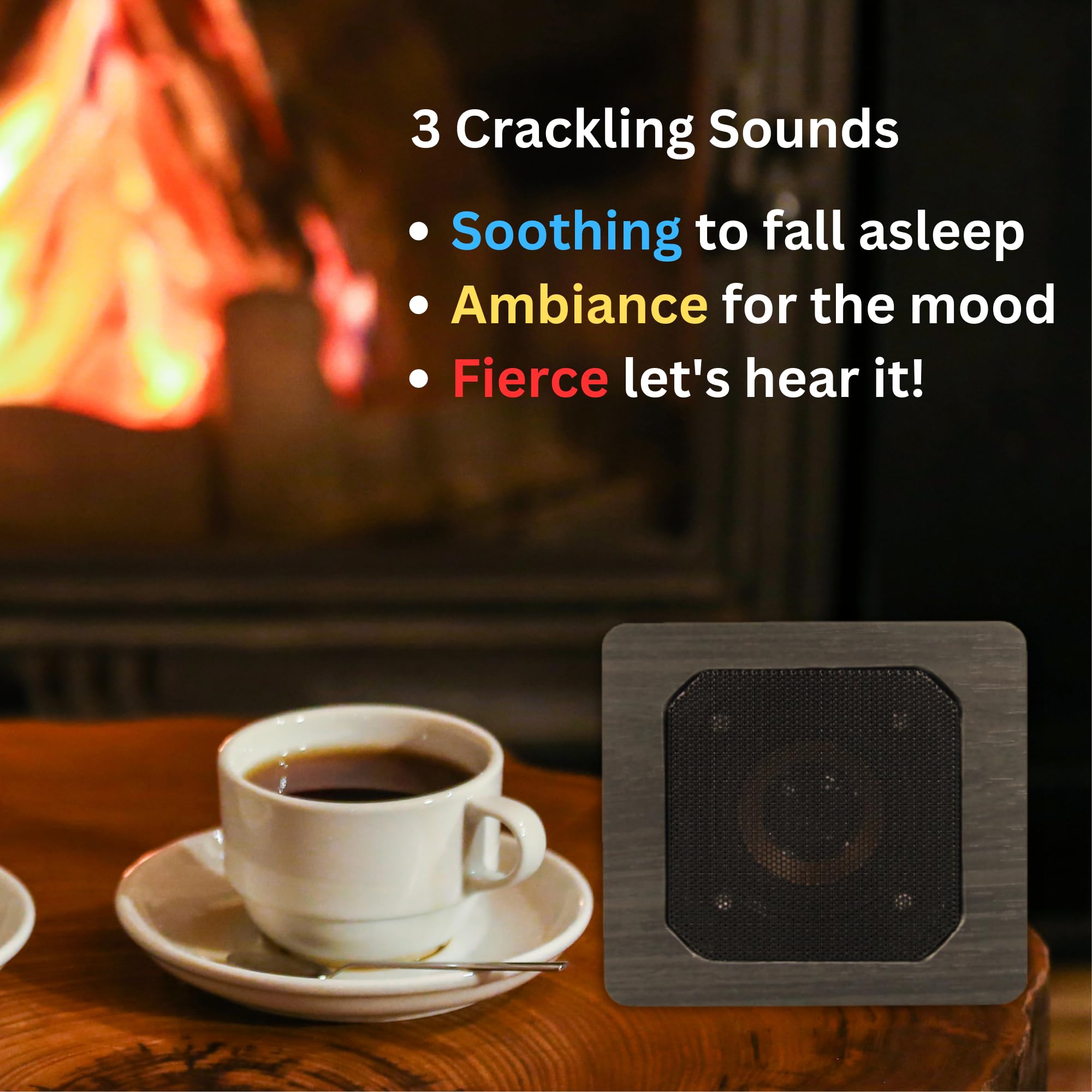 Trebisky Fire Crackler Sound System Comfort Crackling Sound Effect Maker Rechargeable Portable Bluetooth Speaker for Electric Gas Fireplace Soothing White Noise Machine (Gen 2)