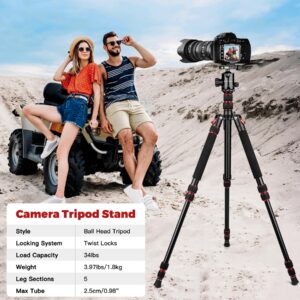 Tripod for Camera, 80“ Heavy Duty Camera Stand Tripod, Professional Ball Head Tripod Stand with Twist Locks, Aluminum Tripod Stand for DSLR Camera Spotting Scope, Video Camera Tripods & Monopods