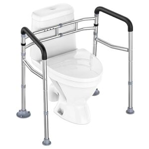 ugarden stainless steel toilet safety rail, 350lbs safety frame for toilet, adjustable & detachable stand alone toilet safety rails, toilet frame for elderly adults - fits most toilets
