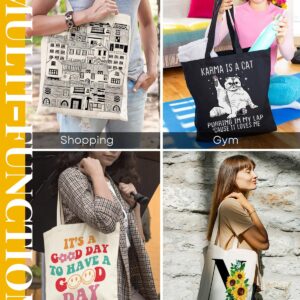 AUSVKAI Canvas Tote Bag Aesthetic for Women Cute Grocery Bag Cotton Beach Totes Gift-Good Vibes Only