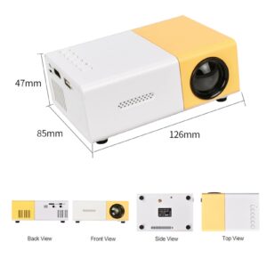 Mini Portable Projector, Small 1920x1080P Movie Projector, Support TF Card, U Disk, AV, 24 to 60 Display, LED Video Projector for Home Theater (US Plug)