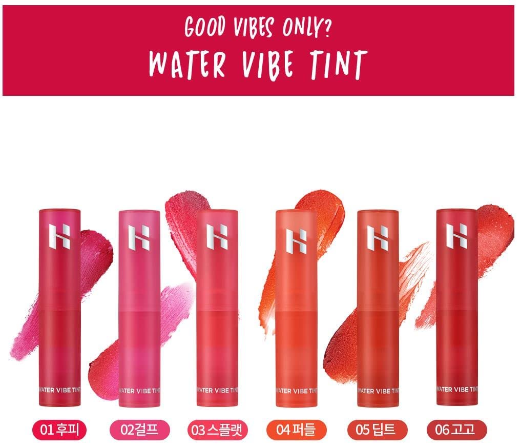 HOLIKA HOLIKA Water Vibe Tint - Long Lasting Lip Stain with Vivid Juicy Colors, Transfer Proof Lip Tint, Buildable Formula for Daily Lip & Cheek Makeup, 0.1oz (05 DIPPED)