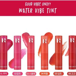 HOLIKA HOLIKA Water Vibe Tint - Long Lasting Lip Stain with Vivid Juicy Colors, Transfer Proof Lip Tint, Buildable Formula for Daily Lip & Cheek Makeup, 0.1oz (05 DIPPED)