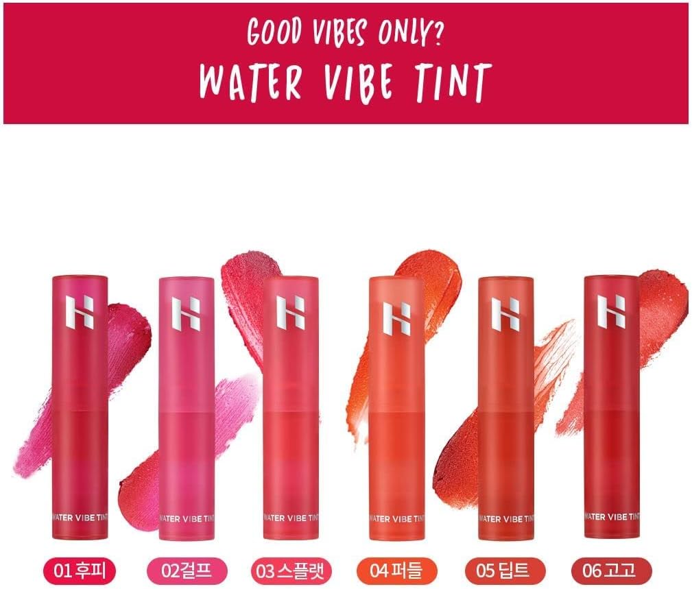 HOLIKA HOLIKA Water Vibe Tint - Long Lasting Lip Stain with Vivid Juicy Colors, Transfer Proof Lip Tint, Buildable Formula for Daily Lip & Cheek Makeup, 0.1oz (05 DIPPED)