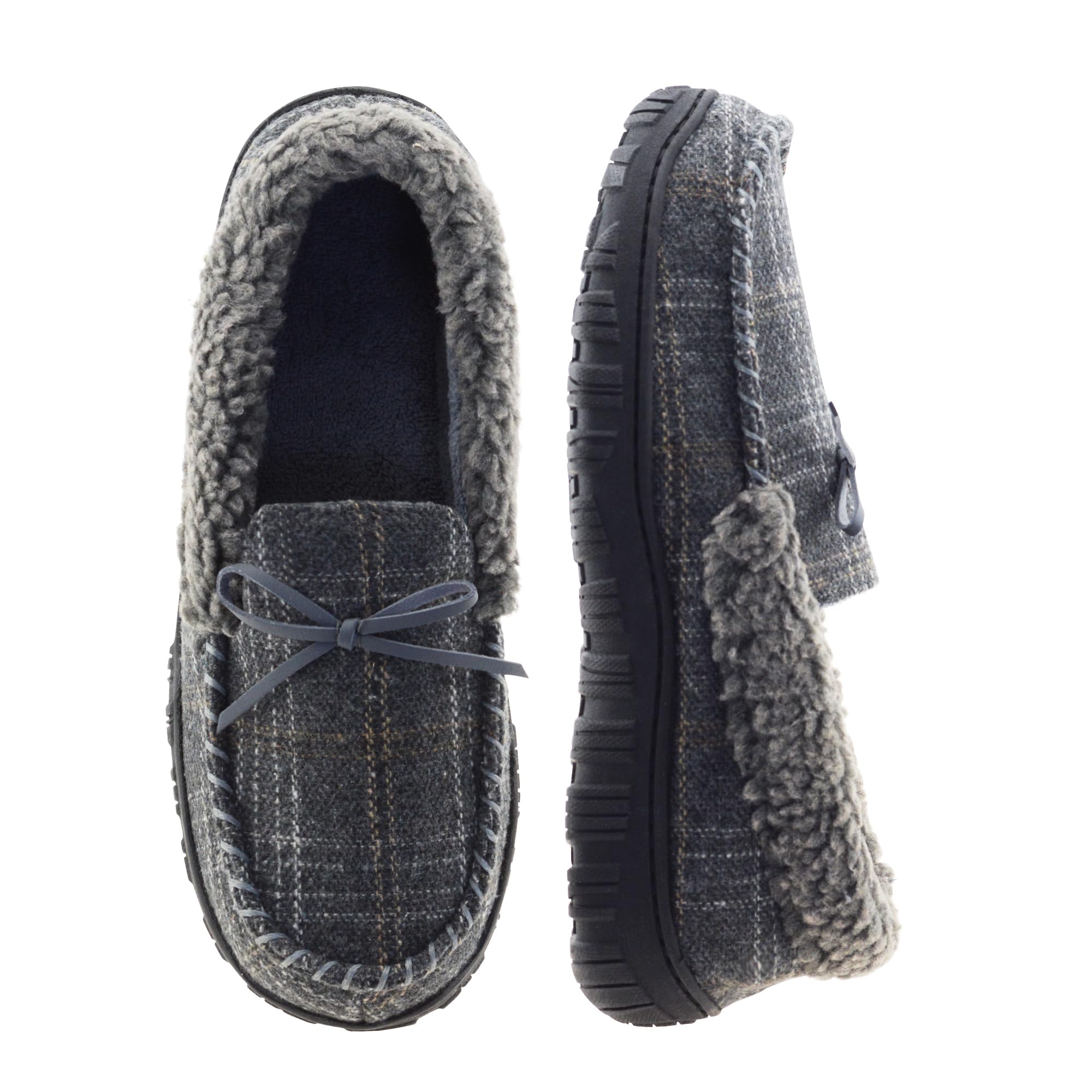 SKABIU Mens Moccasin Slippers House Shoes for Men Memory Foam Bedroom Slippers Grey 11