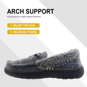 SKABIU Mens Moccasin Slippers House Shoes for Men Memory Foam Bedroom Slippers Grey 11