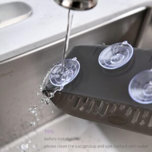 simpletome Sink Caddy Basket, Sinkware Organizer, 3X Strong Suction Cups Or Countertop, Translucent Grey