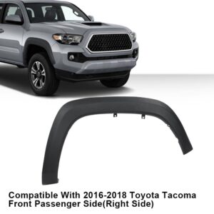 CHEDA Fender Flares Wheel Cover Compatible With 2016-2021 Toyota Tacoma Front Right Passenger Side 1 Pc Black 7587104060, TO1291109